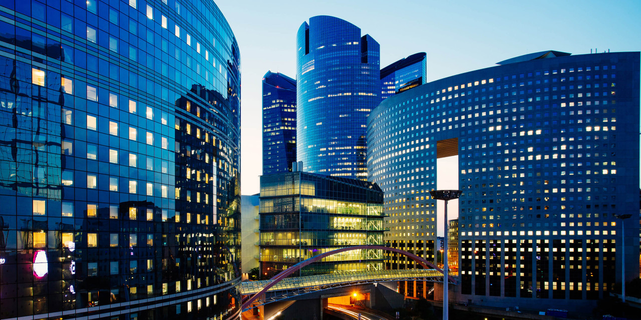Office building in middle of city